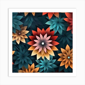 Abstract Floral Seamless Pattern Art Print