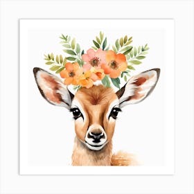 Floral Baby Antelope Nursery Illustration (5) Art Print