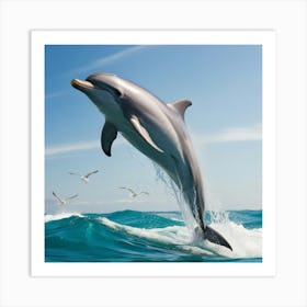 Dolphin Jumping Out Of The Water 1 Art Print