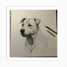 Pit Bull Drawing Art Print