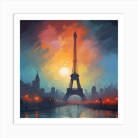 Paris At Sunset Art Print