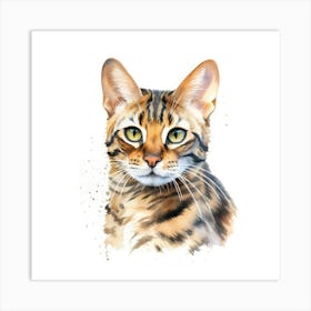 Bengal Spotted Cat Portrait Art Print