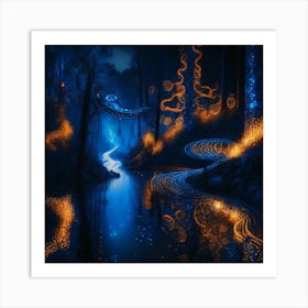 Forest At Night Art Print