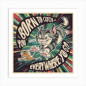 A Captivating and Playful Poster Featuring the Eternal Fight Between Tom and Jerry Art Print