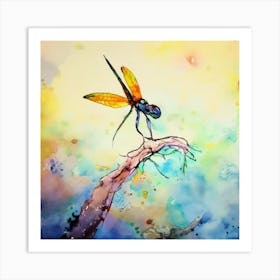 Dragonfly On Branch Art Print