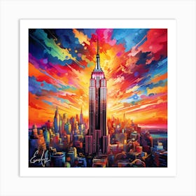 Colorful, Psychedelic Style Art, New York City Art Print