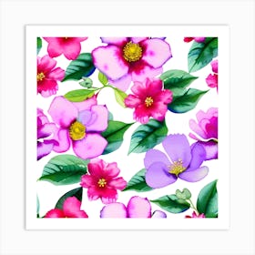 Seamless Pattern With Flowers 1 Art Print