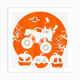 Truck Or Treat Skeleton Monster Truck Moon Candy Halloween Art Print