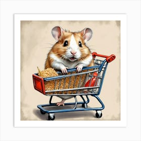 Hamster In A Shopping Cart 5 Art Print
