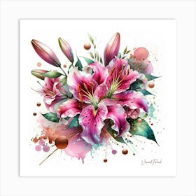 Pink Stargazer Lilies Art Print