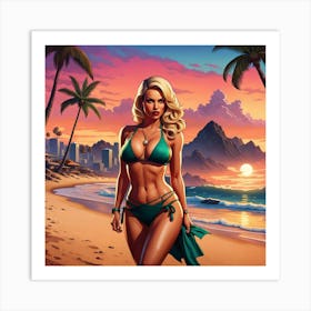 Sexy Woman On The Beach 1 Art Print