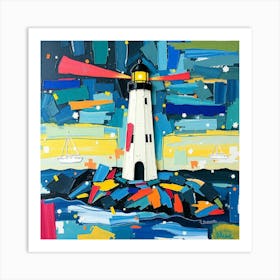 Lighthouse At Night 5 Art Print