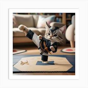 Karate Cat Art Print