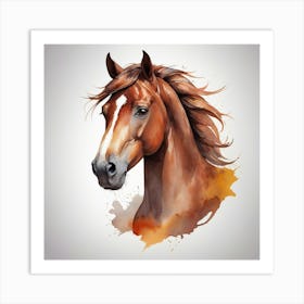 Horse Head Watercolor Art Print