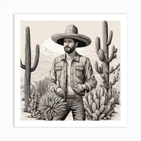 Mexican Man In The Desert Art Print