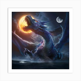 Dragon In The Moonlight Art Print