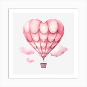 Pink Heart Hot Air Balloon 6 Art Print