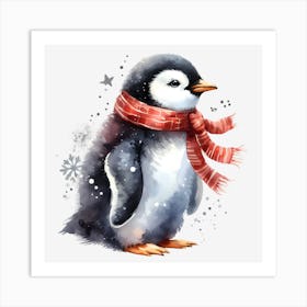 Penguin In Scarf Art Print