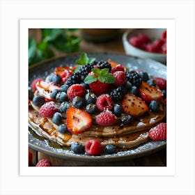 Pancakes With Berries And Maple Syrup Art Print