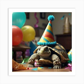 Tortoise In The Party Looking Embarrassed And Ashamed Of His Actions Art Print