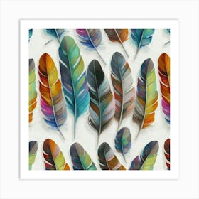 Feathers oil painting abstract painting art 5 Art Print