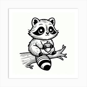 Line Art raccoon 1 Art Print