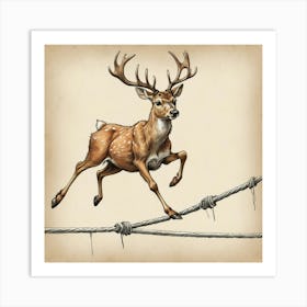 Deer Jumping Rope 6 Art Print