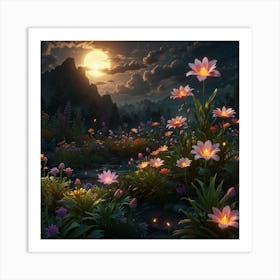 Moonlight In The Forest 4 Art Print