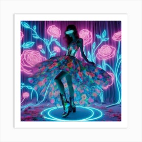 Neon Roses Art Print