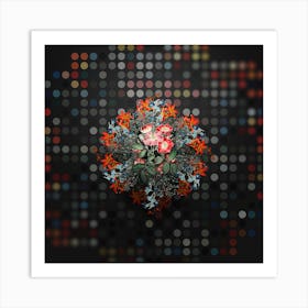 Vintage Rose Clare Floral Wreath on Dot Bokeh Pattern Art Print