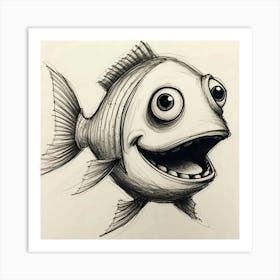 Cartoon Fish Drawing Art Print