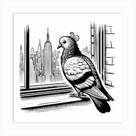 Line Art pigeon 2 Art Print