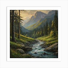 Stream In The Mountains Art Print