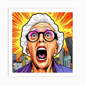 Old Woman Screaming Art Print