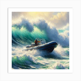 Boat In The Waves Art Print