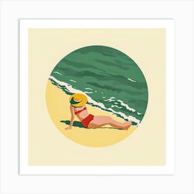 Woman Enjoying The Sun At The Beach Art Print