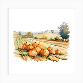 Farmhouse And Pumpkin Patch 9 Art Print
