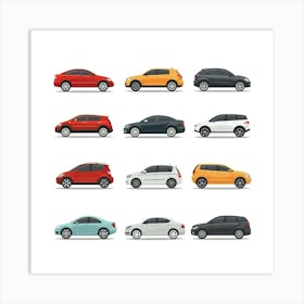 Car Icons Set Art Print