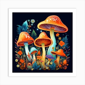 Mushrooms In The Forest 9 Art Print