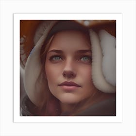 Portrait Of A Girl In Winter Art Print