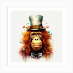 Monkey In Top Hat Art Print