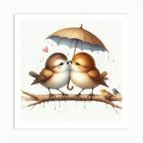 Birds In The Rain 2 Art Print