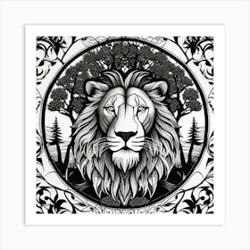 Lion In The Forest 30 Art Print