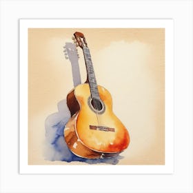 Watercolor Guitar 1 Art Print