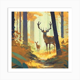 Deer In The Woods 25 Art Print