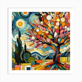 Abstract modernist Almond tree 3 Art Print