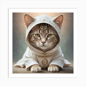 Cat In A Robe Art Print