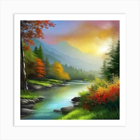 Sunset By The River 19 Art Print