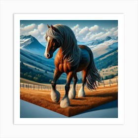 Horse In A Field Art Print