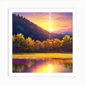 Sunset By The Lake Art Print